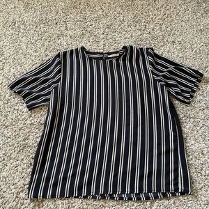 Vintage 90s Notations Striped Short Sleeve Top